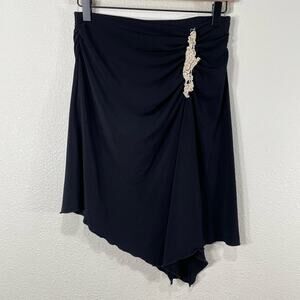 Vintage 90s Y2K Ruched Asymmetric Skirt Dark Coquette Whimsigoth Romantic Goth M